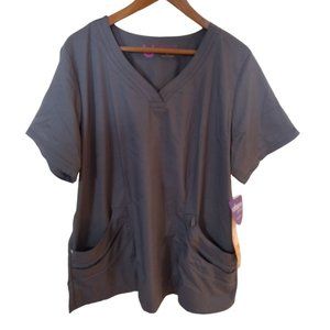 Urbane Ultimate Grey Women's XLG Modern Fit‎ Scrub Top New with Tags